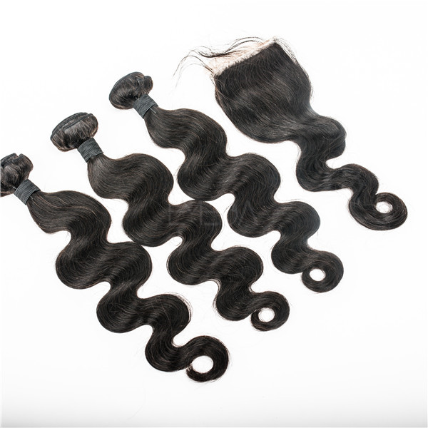 Virgin Human Hair Bundles With Closure Wholesale Price Indian Hair      LM036